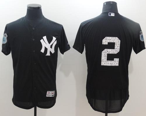 Yankees #2 Derek Jeter Navy Blue 2017 Spring Training Authentic FlexBase Stitched MLB Jersey