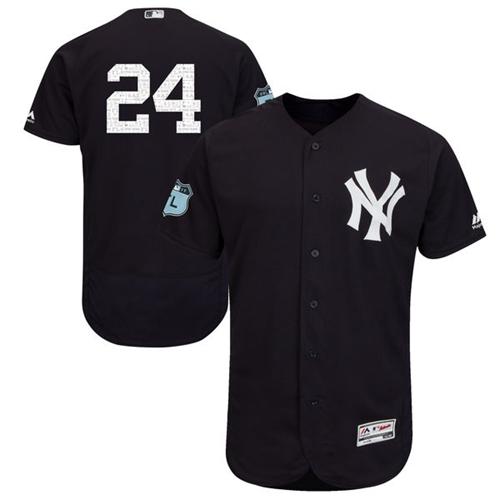 Yankees #24 Gary Sanchez Navy Blue 2017 Spring Training Authentic FlexBase Stitched MLB Jersey