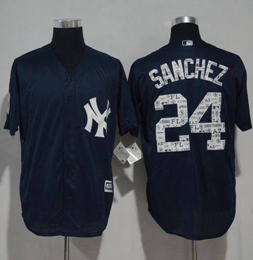 Yankees #24 Gary Sanchez Navy Blue 2017 Spring Training Cool Base Stitched MLB Jersey Yankees #24 Gary Sanchez Navy Blue 2017 Spring Training Cool Base Stitched MLB Jersey