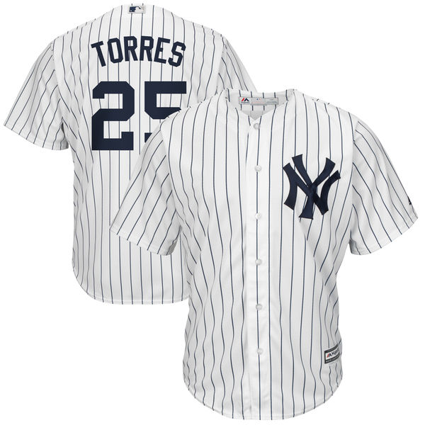 Yankees #25 Gleyber Torres White Cool Base Jersey