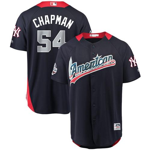 Yankees #54 Aroldis Chapman Navy Blue 2018 All-Star American League Stitched Baseball Jersey Yankees #54 Aroldis Chapman Navy Blue 2018 All-Star American League Stitched Baseball Jersey