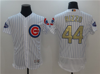Youth's Cubs #44 Anthony Rizzo Majestic White Gold 2017 Gold Program Fashion FlexBase Replica Team Jersey