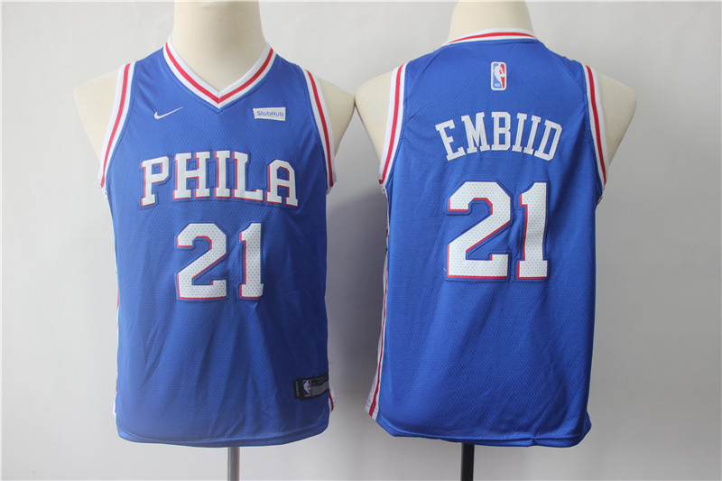 Youth 76ers 21 Joel Embiid Blue Youth Nike Swingman Jersey Youth 76ers 21 Joel Embiid Blue Youth Nike Swingman Jersey