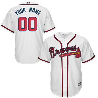 Youth Atlanta Braves Majestic White Custom Cool Base Jersey