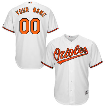 Youth Baltimore Orioles Majestic White Home Custom Cool Base Jersey