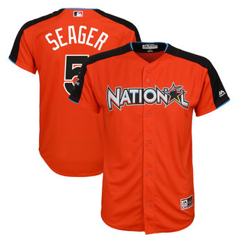Youth Dodgers Corey Seager National League Majestic 2017 MLB All-Star Game Home Run Derby Jersey - Orange Youth Dodgers Corey Seager National League Majestic 2017 MLB All-Star Game Home Run Derby Jersey - Orange