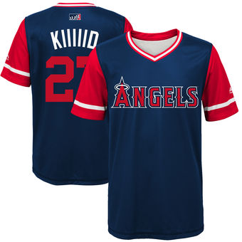 Youth Los Angeles Angels Mike Trout Kiiiiid Majestic Navy 2017 Players Weekend Jersey