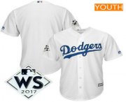 Youth Los Angeles Dodgers Majestic White 2017 World Series Patch Cool Base Team Jersey