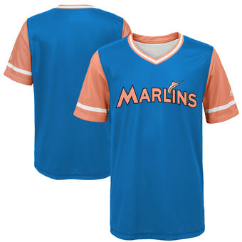 Youth Miami Marlins Majestic Blue 2017 Players Weekend Team Jersey