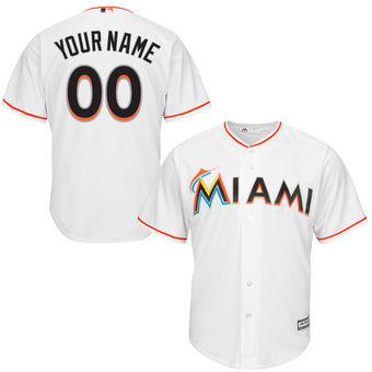 Youth Miami Marlins Majestic White Custom Cool Base Jersey Youth Miami Marlins Majestic White Custom Cool Base Jersey