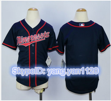 Youth Minnesota Twins Blank Navy Blue Cool Base Stitched MLB Jersey