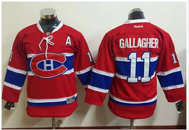 Youth Montreal Canadiens #11 Brendan Gallagher Red Stitched NHL Jersey