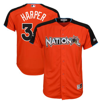 Youth National League Nationals Bryce Harper Majestic Orange 2017 MLB All-Star Game Home Run Derby Jersey