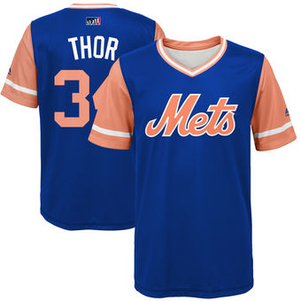 Men's New York Mets Noah Syndergaard Thor Majestic Royal 2017 Players Weekend Jersey