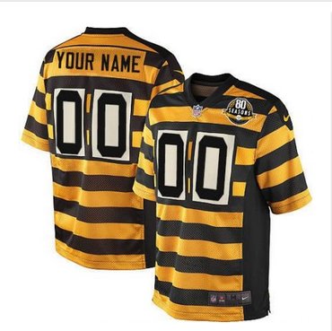 Youth Nike Pittsburgh Steelers Customized Elite YellowBlack Alternate 80TH Anniversary Throwback NFL Jersey