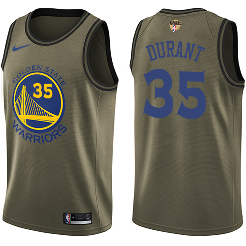Youth Nike Warriors #35 Kevin Durant Green Salute to Service The Finals Patch Youth NBA Swingman Jersey
