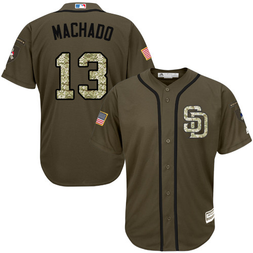 Youth Padres #13 Manny Machado Green Salute to Service Stitched Youth Baseball Jersey Youth Padres #13 Manny Machado Green Salute to Service Stitched Youth Baseball Jersey