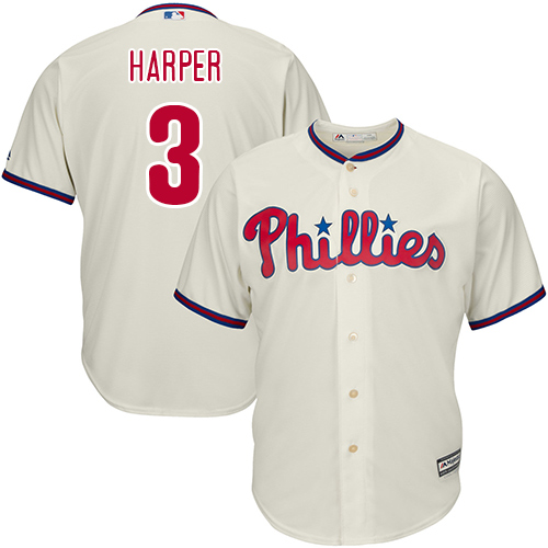 Youth Phillies #3 Bryce Harper Cream Cool Base Stitched Youth Baseball Jersey Youth Phillies #3 Bryce Harper Cream Cool Base Stitched Youth Baseball Jersey