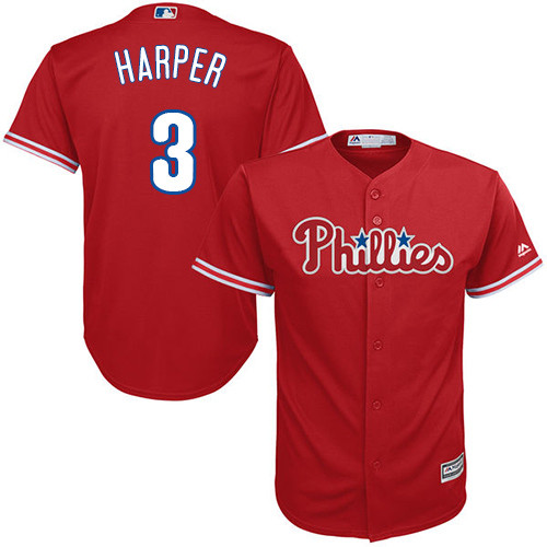 Youth Phillies #3 Bryce Harper Red Cool Base Stitched Youth Baseball Jersey Youth Phillies #3 Bryce Harper Red Cool Base Stitched Youth Baseball Jersey