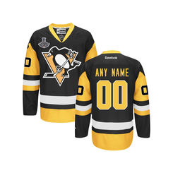 Youth Pittsburgh Penguins Reebok Black 2016 Stanley Cup Champions Premier Custom Jersey