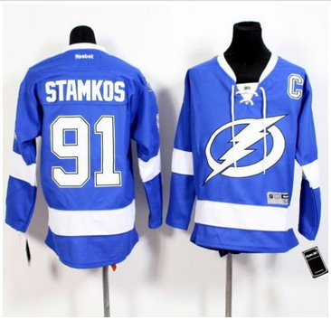 Youth Tampa Bay Lightning #91 Steven Stamkos Royal Blue Stitched NHL Jersey