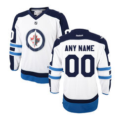 Youth Winnipeg Jets Reebok White Custom Replica Away Jersey