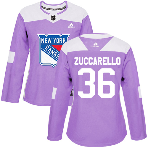 Adidas Rangers #36 Mats Zuccarello Purple Authentic Fights Cancer Women's Stitched NHL Jersey