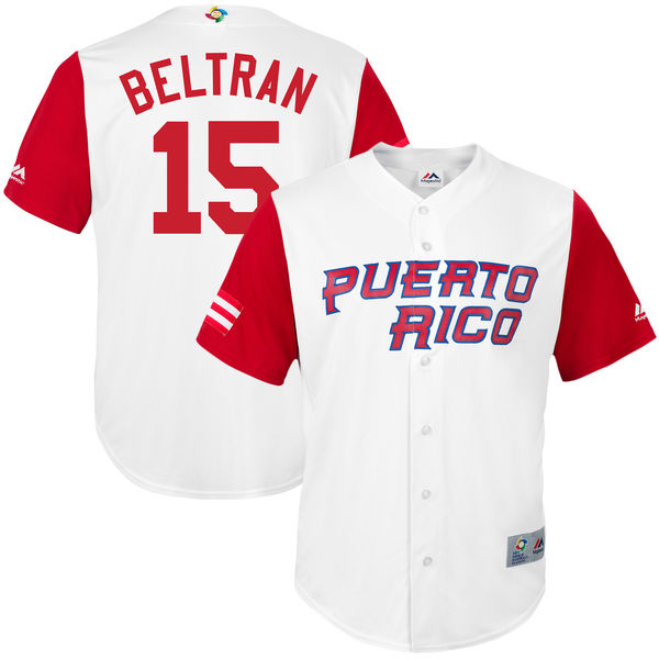 Team Puerto Rico #15 Beltran 2017 World Baseball Classic Authentic Customized Stitched MLB Jersey
