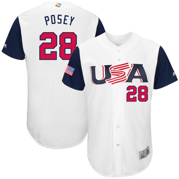 Team USA #28 Posey White 2017 World Baseball Classic Authentic Customized Stitched MLB Jersey Team USA #28 Posey White 2017 World Baseball Classic Authentic Customized Stitched MLB Jersey