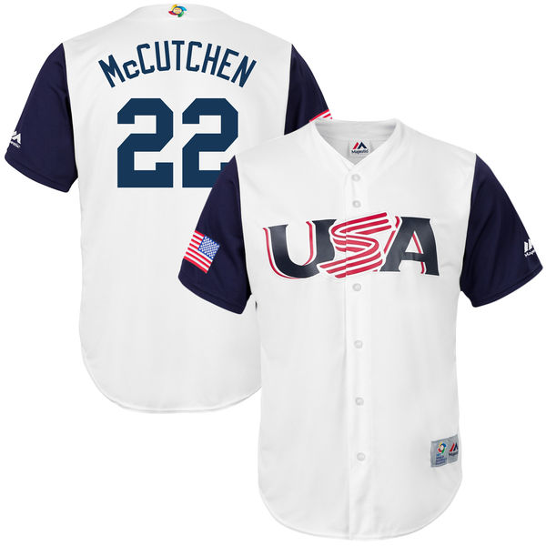 Team USA #22 Mccutchen White 2017 World Baseball Classic Authentic Customized Stitched MLB Jersey
