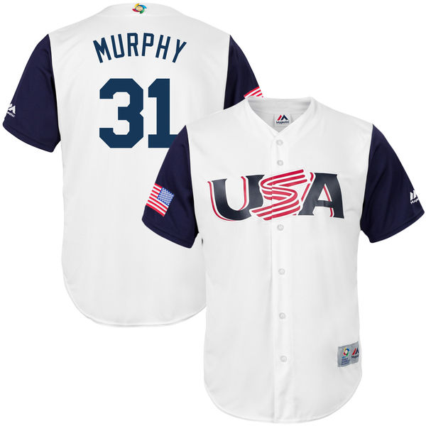 Team USA #31 Murrhy White 2017 World Baseball Classic Authentic Customized Stitched MLB Jersey