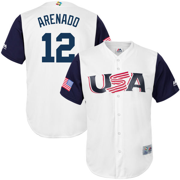 Team USA #12 Arenado Gray 2017 World Baseball Classic Authentic Customized Stitched MLB Jersey