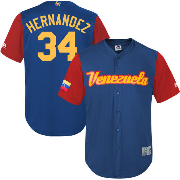 Team Venezuela #34 Hernandez 2017 World Baseball Classic Authentic Customized Stitched MLB Jersey