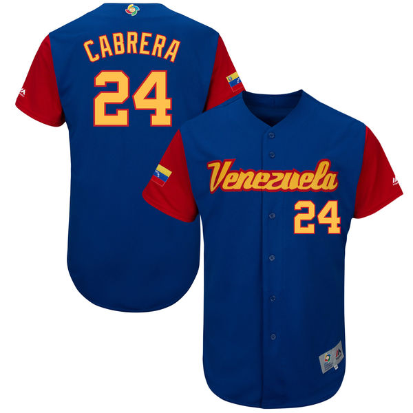 Team Venezuela #24 Miguel Cabrera Royal 2017 World Baseball Classic Authentic Customized Stitched MLB Jersey