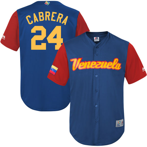 Team Venezuela #24 Miguel Cabrera White 2017 World Baseball Classic Authentic Customized Stitched MLB Jersey