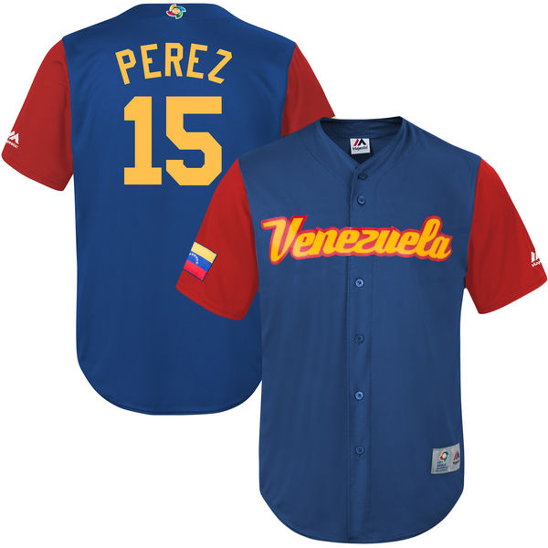 Team Venezuela #15 Salvador Perez 2017 World Baseball Classic Authentic Customized Stitched MLB Jersey Team Venezuela #15 Salvador Perez 2017 World Baseball Classic Authentic Customized Stitched MLB Jersey