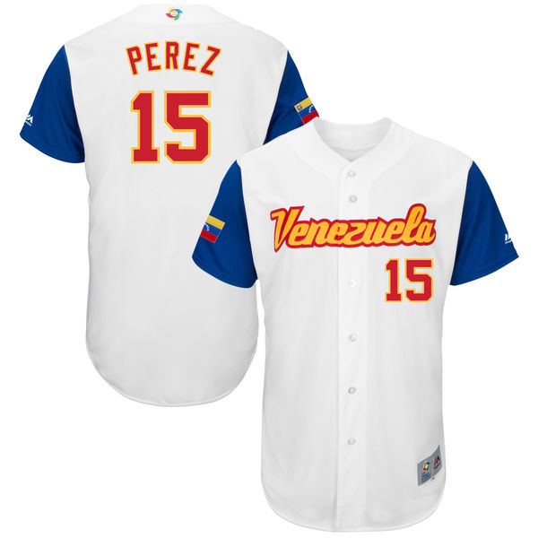 Team Venezuela #15 Salvador Perez Royal 2017 World Baseball Classic Authentic Customized Stitched MLB Jersey Team Venezuela #15 Salvador Perez Royal 2017 World Baseball Classic Authentic Customized Stitched MLB Jersey