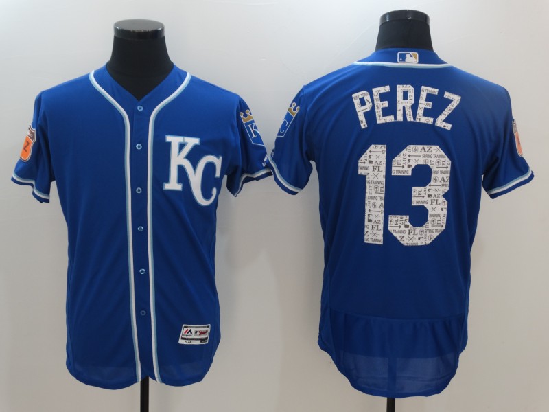 Men's Kansas City Royals Salvador Perez Majestic Royal 2017 Spring Training FlexBase Player Jersey