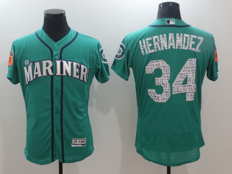 Men's Seattle Mariners #28 Robinson Cano Majestic Aqua 2017 Spring Training FlexBase Player Jersey