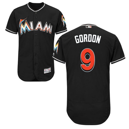 marlins #9 Dee Gordon Black Flexbase Authentic Collection Stitched MLB Jersey