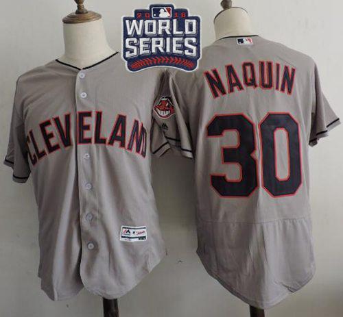ndians #30 Tyler Naquin Grey Flexbase Authentic Collection 2016 World Series Bound Stitched MLB Jersey