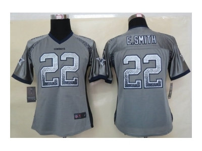new Nike women nfl jerseys dallas cowboys #22 e.smith grey(Elite drift fashion)